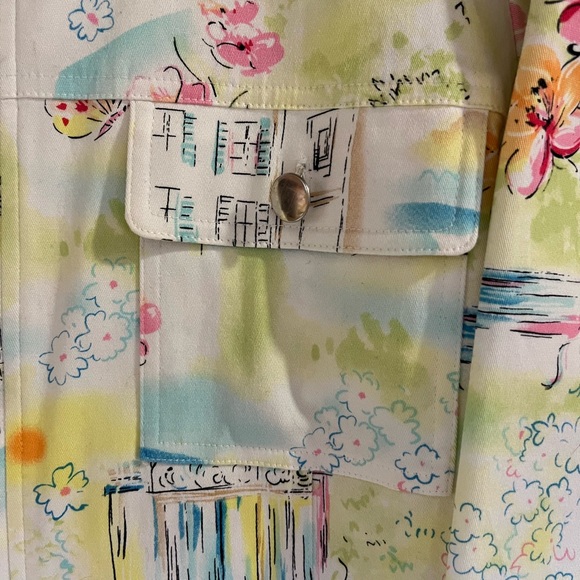 Vintage West Palm City/Floral Print Jean Jacket Size XL - Picture 4 of 6